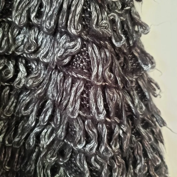 The Great. Short Monster Cardigan Loop Knot in Metallic Charcoal - Picture 8 of 10